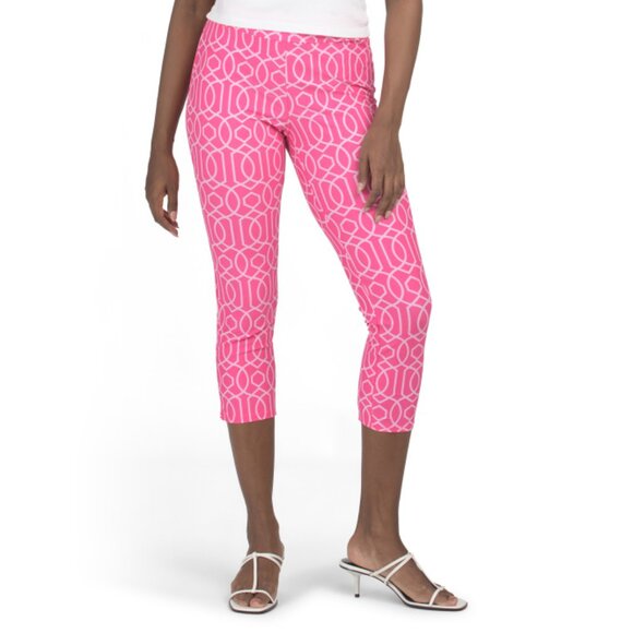 JUDE CONNALLY Light Pink Made In Usa Printed Lucia Capri Pants
